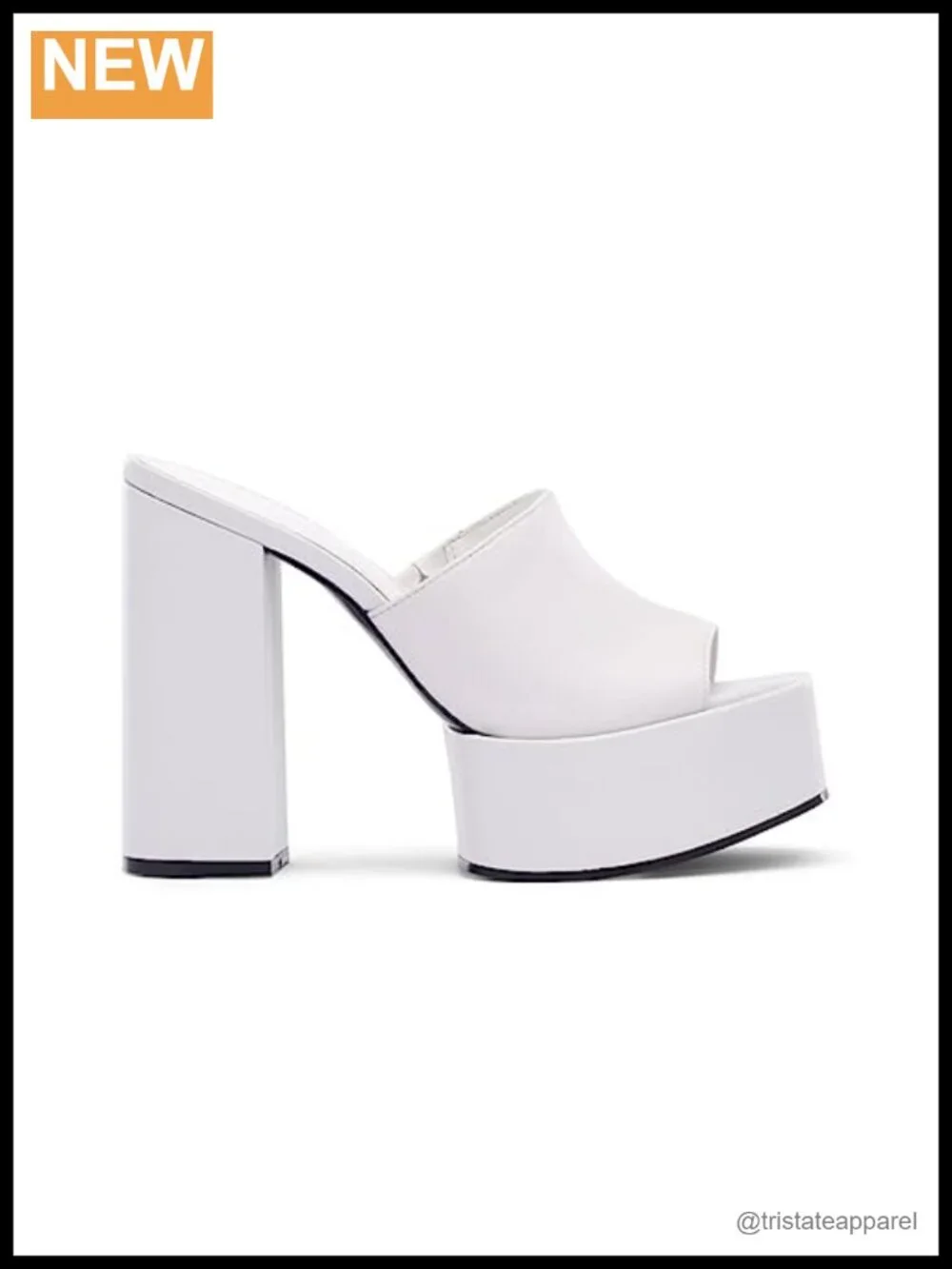 Genuine Leather Platform High Heel Sandal 120mm Squared Mule Runs Small
